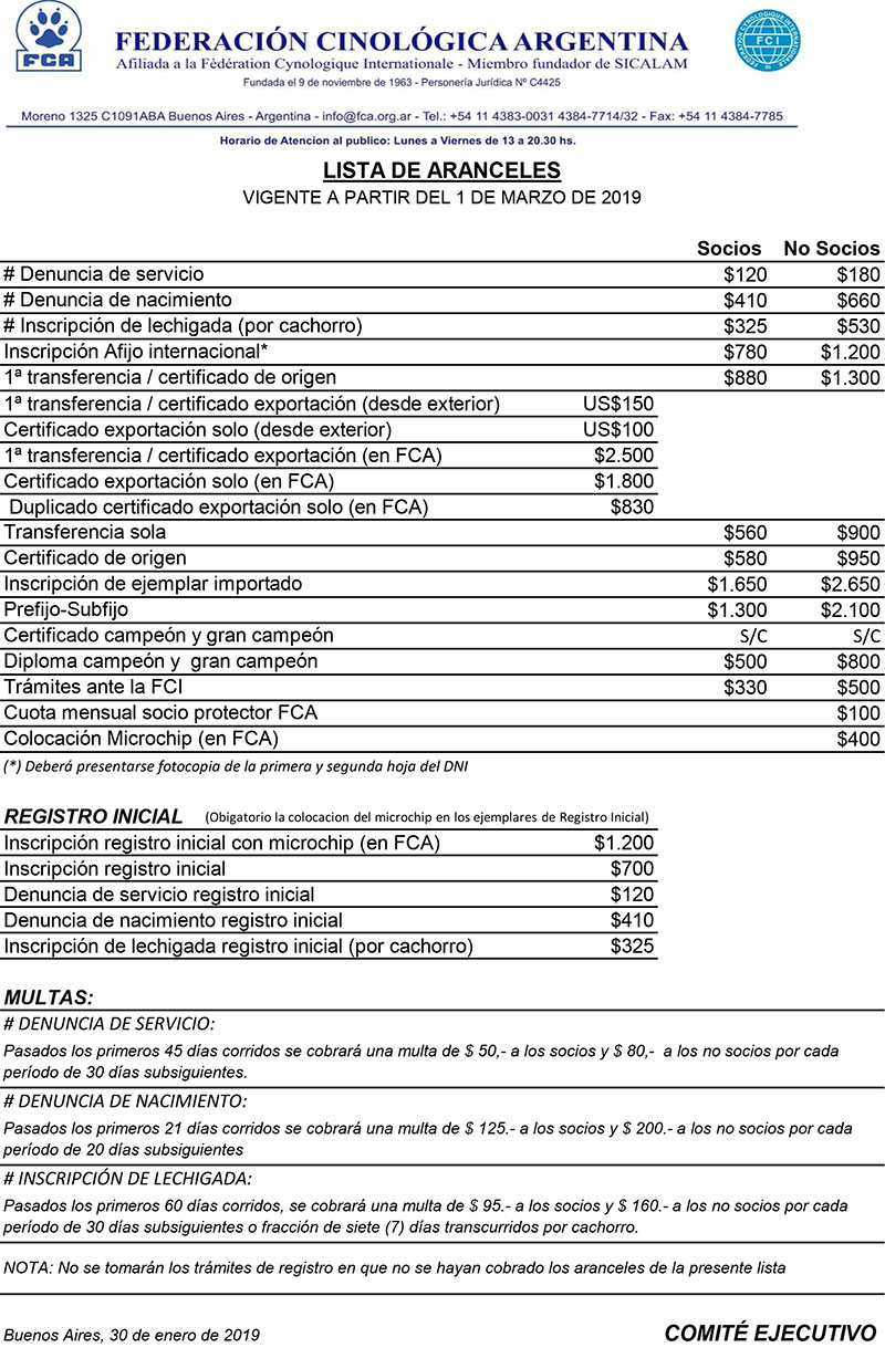 Aranceles final 1 marzo 2019