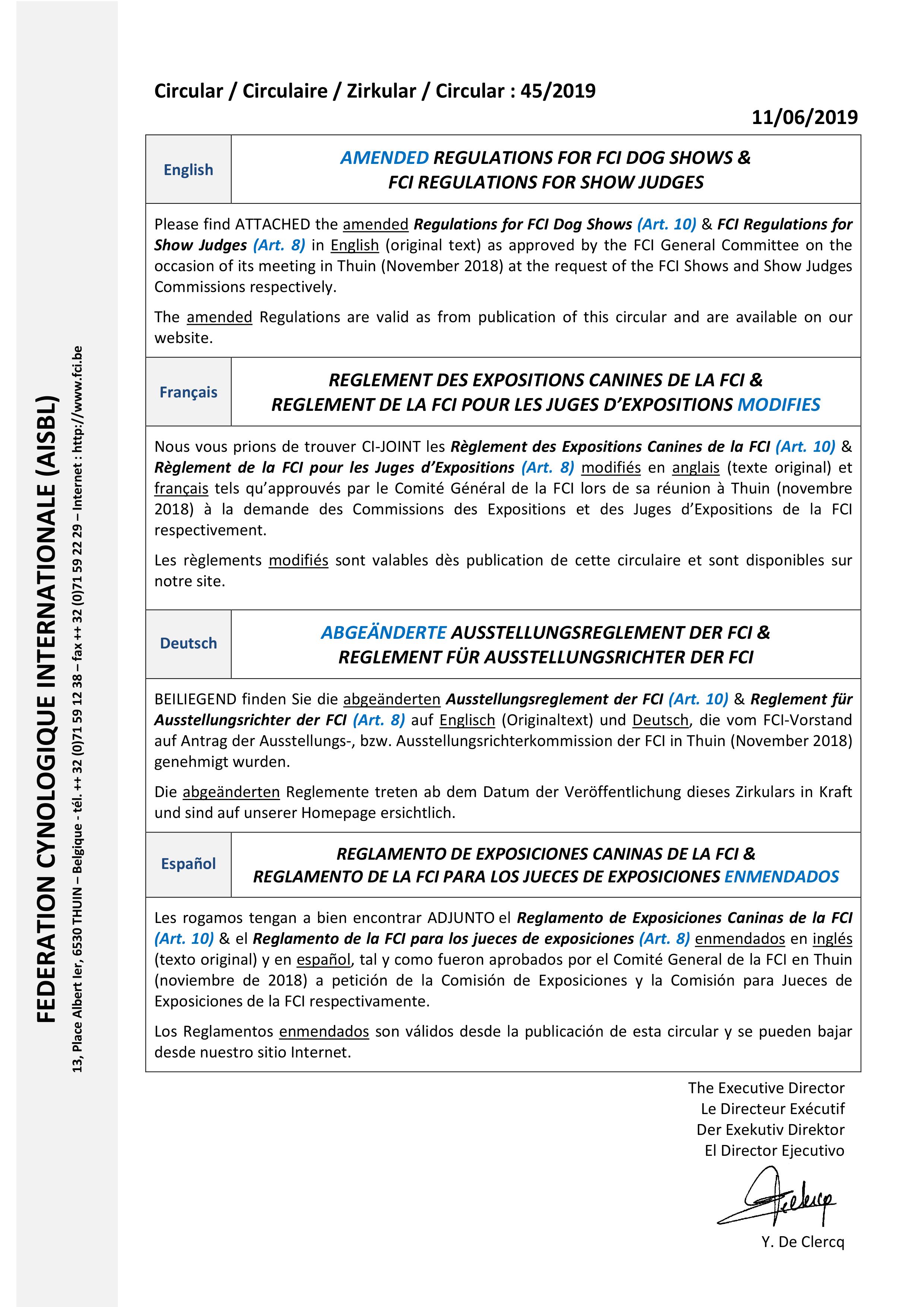 Reglamentaciones FCI