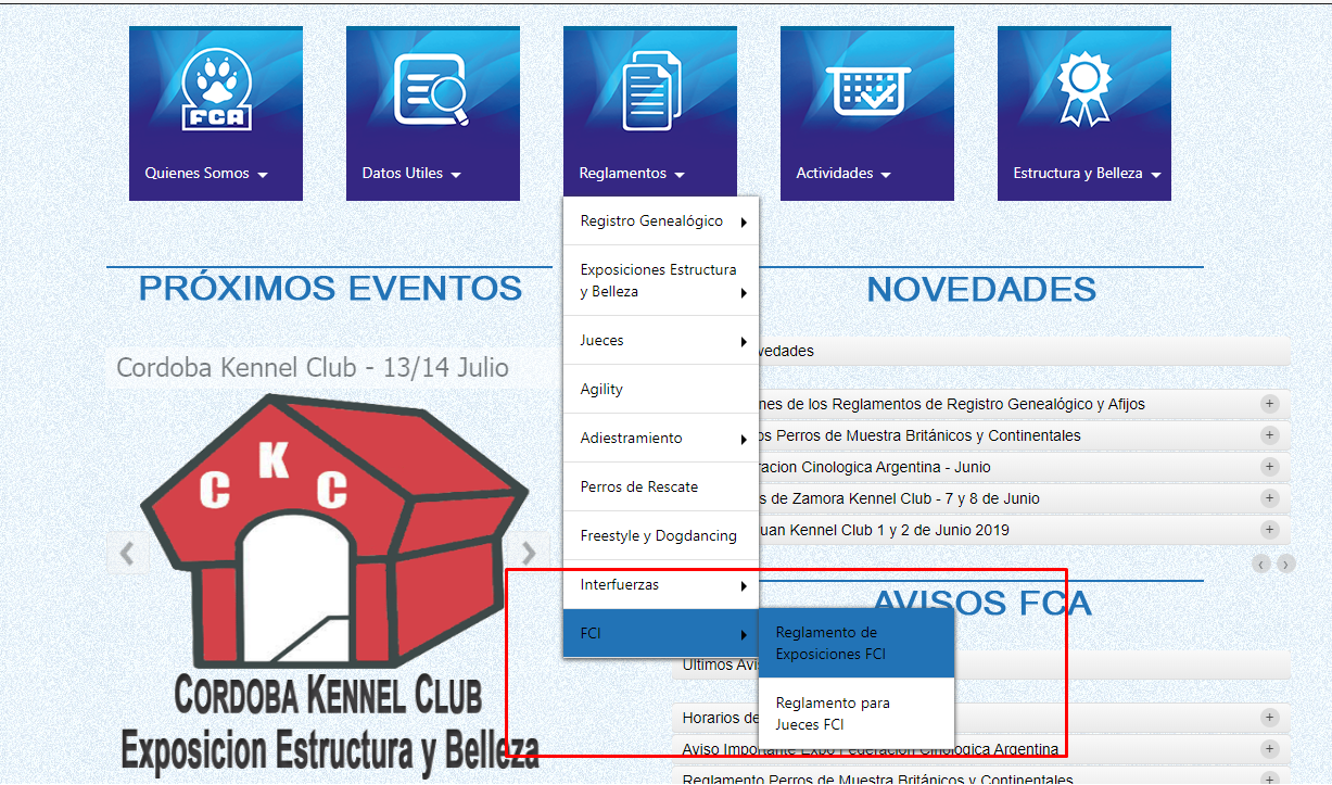 Ruta Reglamentacion FCI